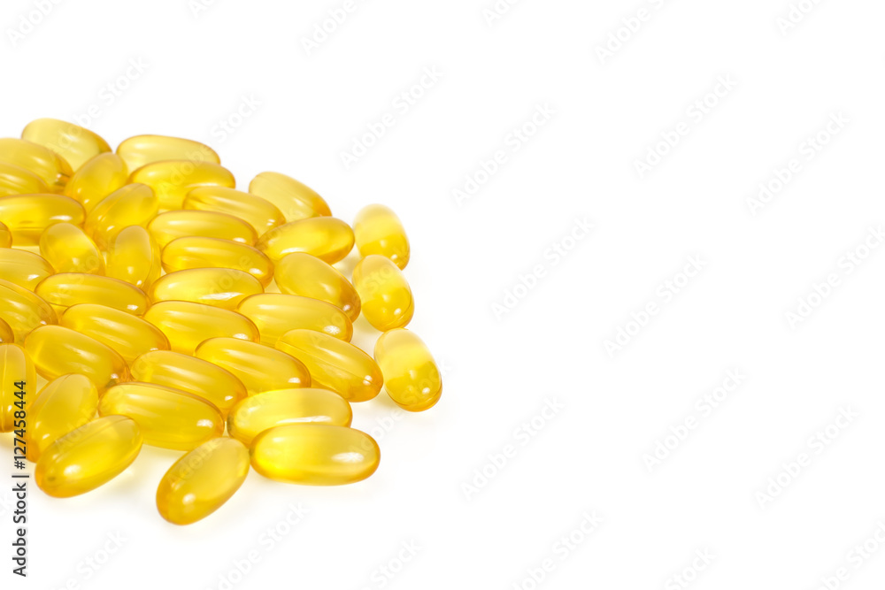 Fototapeta premium Omega3 Extra capsules from Fish Oil on white background