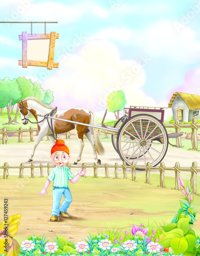 Boy with Horse chariot