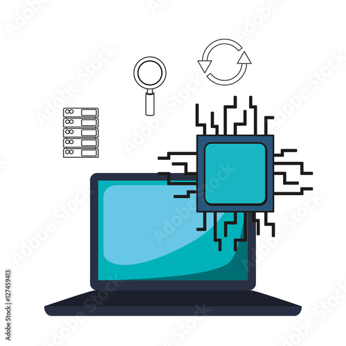 big data computer with related icons image vector illustration design 