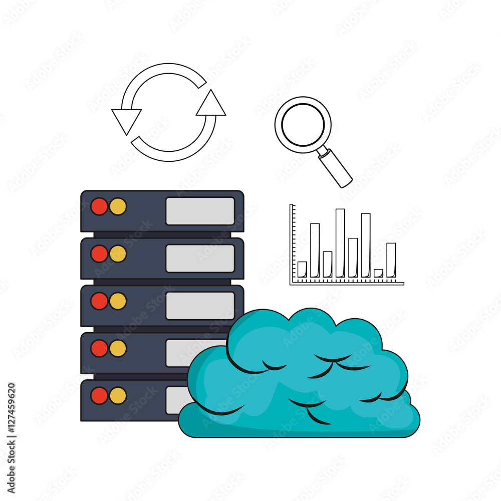 big data cloud with related icons image vector illustration design big data cloud with related icons image vector illustration design
