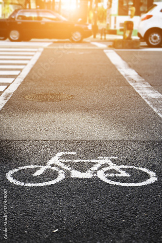 Photography Bicycle Lanes on city street