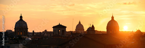 Canvas Print Rome sunset rooftop view