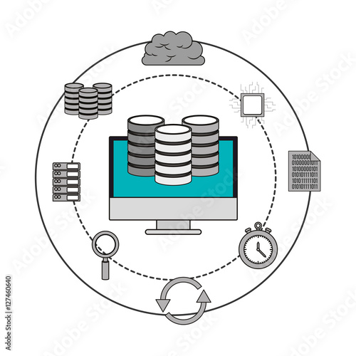 big data computer with related icons image vector illustration design 