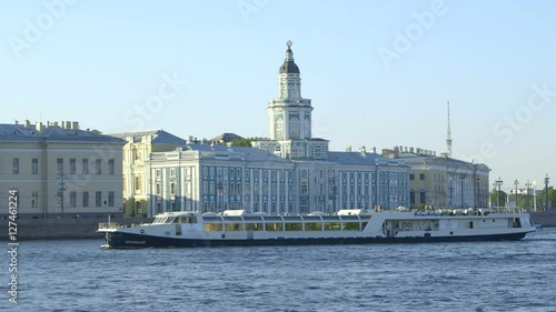 Saint-Petersburg, Russia, - JULY 2016. The ship sails along the Neva River. photo