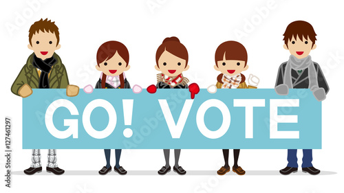 Students appeal Voting with Placard - winter