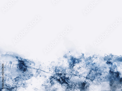 Abstract mountains watercolor painting on white background