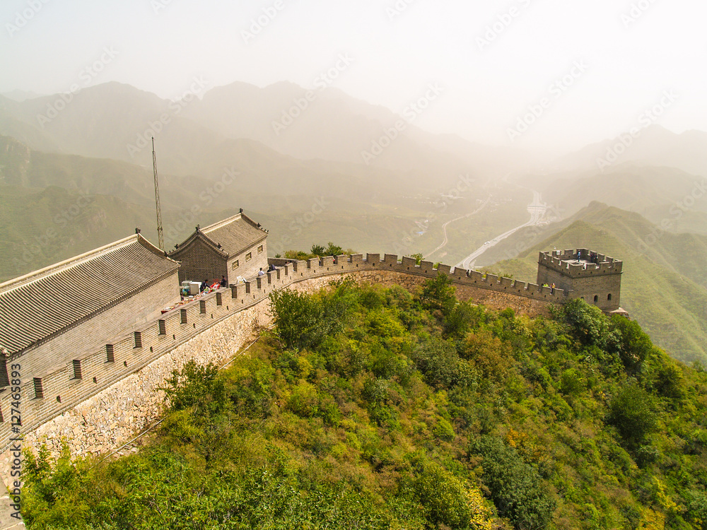 Great Wall of China fog view near Beijing