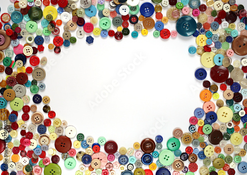 frame of colorful buttons isolated on white background