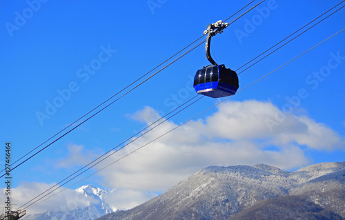 Modern cableway in the mountains