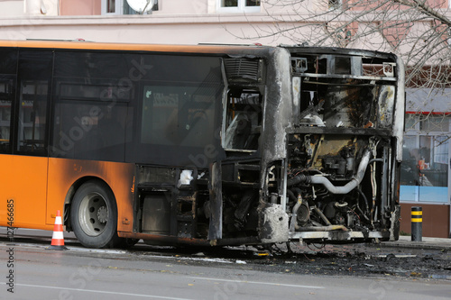 Burnt public traffic bus