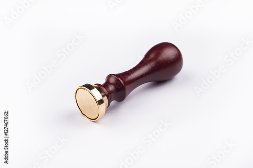 Foto personal blank stamp tool with wooden handle on white