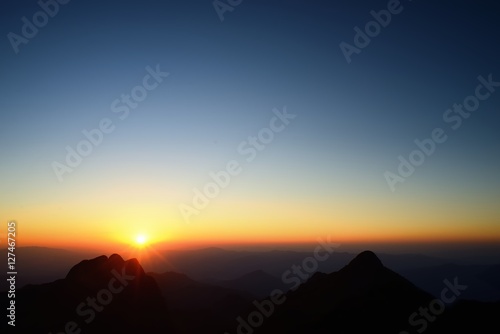 Beautiful mountains landscape in sunset