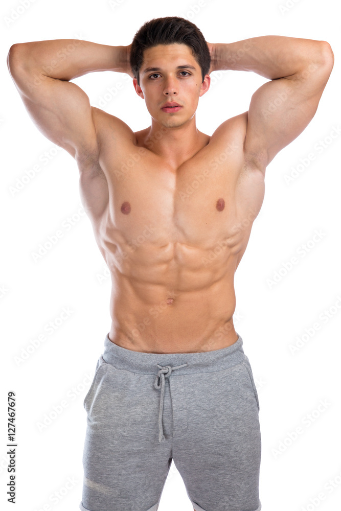 Fototapeta premium Bodybuilder Bodybuilding Muskeln posen Body Building Mann stark