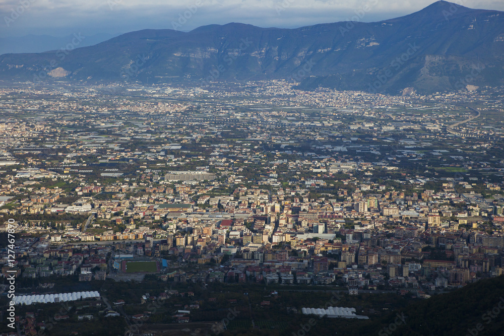 top view of a town near vesuvius volcano south italy