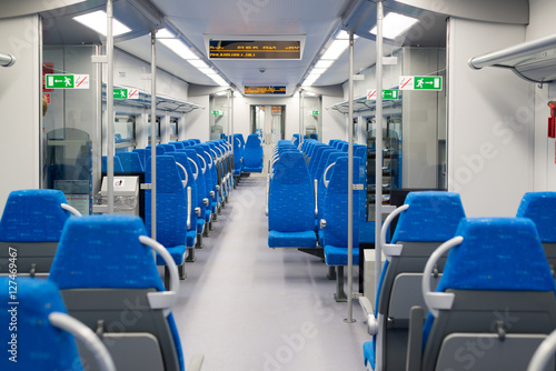 Interior high speed electric train in Moscow, Russia