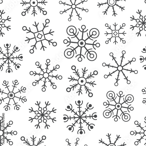 Hand drawn seamless snowflake geometry pattern. background vecto