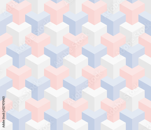 Isometric seamless pattern. 3D optical illusion background.
