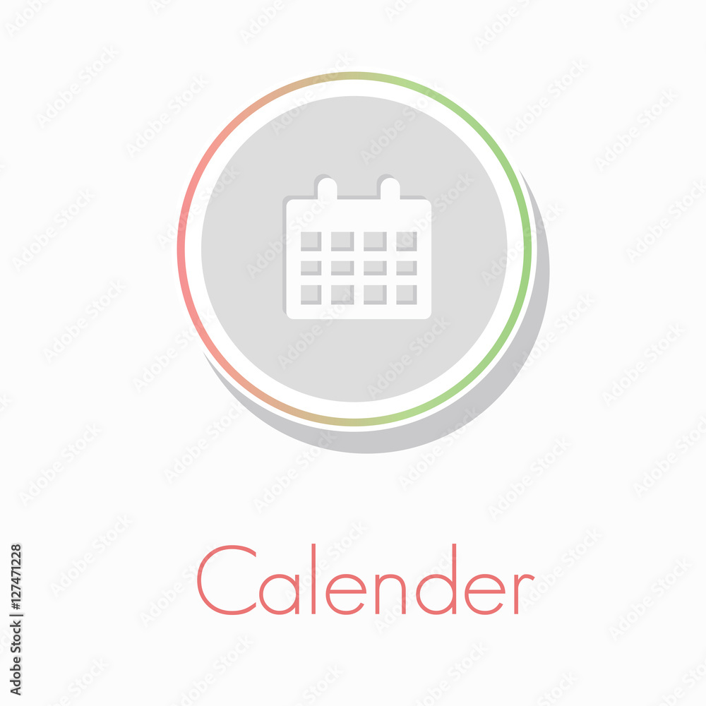 flat circular calender icon for infographics information technology