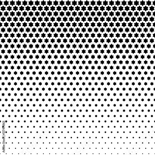 Seamless Abstract dotted background. Halftone effect illustration. Black Jewish stars on white background.