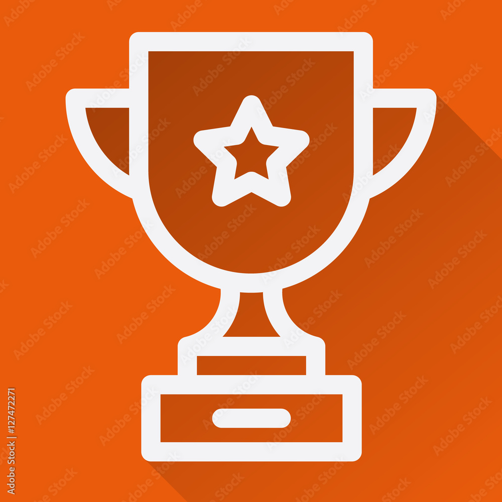 Gold cup flat linear long shadow icon. Sport trophy. Vector line illustration Gold cup flat linear long shadow icon. Sport trophy. Vector line illustration