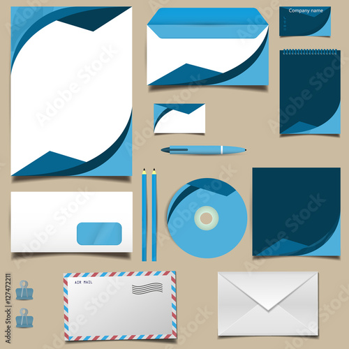 business kit in blue colors vector illustration