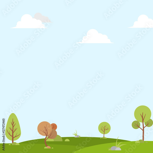 nature landscape background, cuted flat design vector illustration