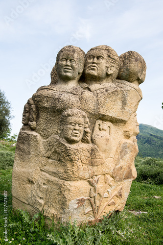 Old statues in the destroyed village