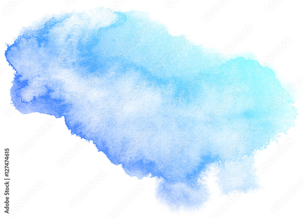 Abstract blue watercolor on white background.This is watercolor splash.It is drawn by hand. Abstract blue watercolor on white background.This is watercolor splash.It is drawn by hand.