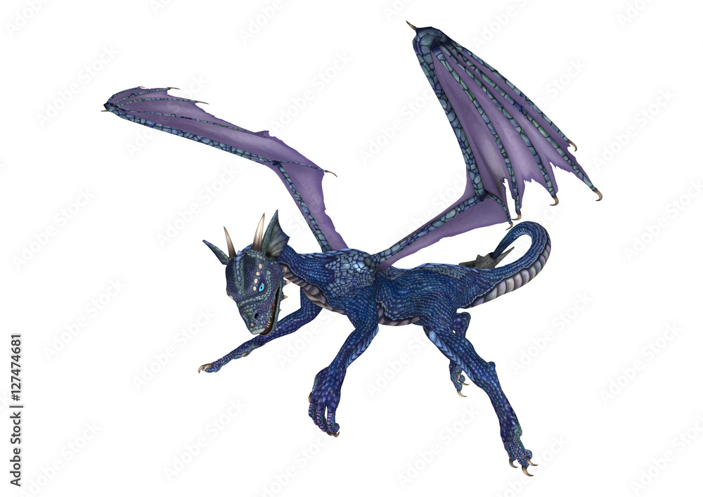 Fototapeta premium 3D Rendering Fantasy Dragon on White