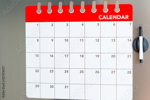 Monthly calendar in the fridge