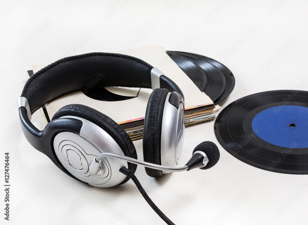 headphones, vinyl records headphones, vinyl records