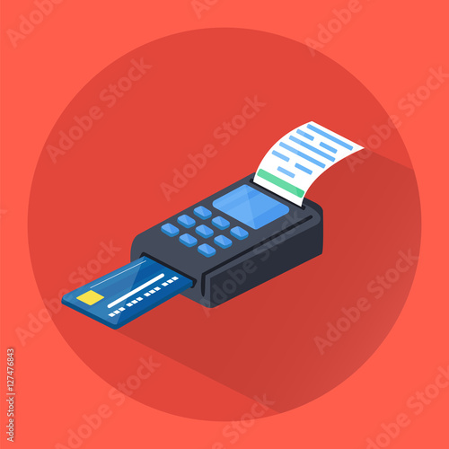POS terminal icon. Isometric illustration of POS terminal.