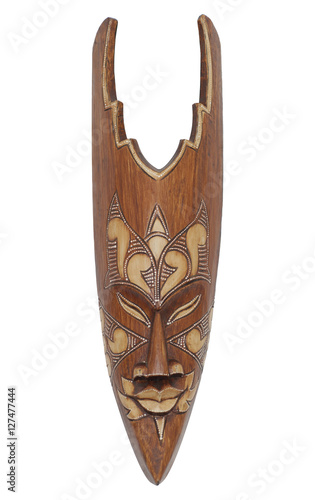 The African wooden mask on a white background photo