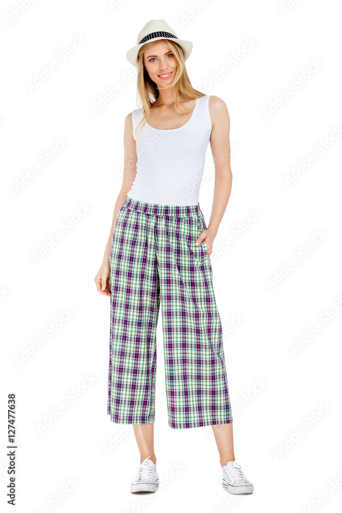 Fashion photo of young magnificent woman wearing fashionable summer clothes Fashion photo of young magnificent woman wearing fashionable summer clothes