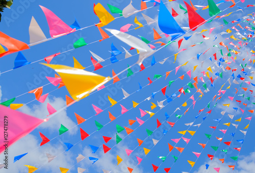 Colorful flag with blue sky. Photo taken on: 12 November 2016