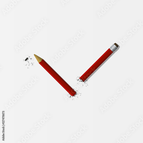 Creative crisis illustration. Broken pencil isolated on white background.