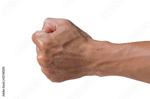 left fist on white background