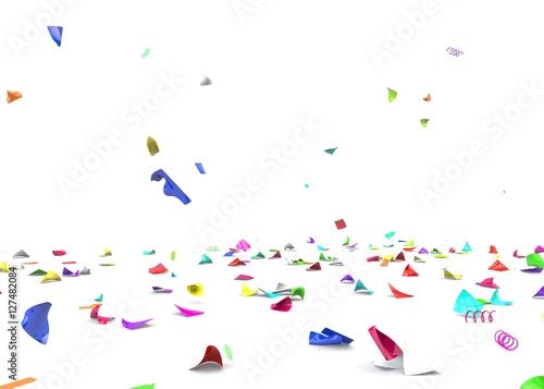 Bright and colorful confetti lying on the floor