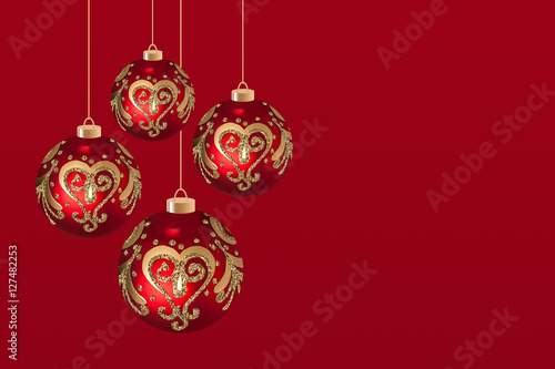 Christmas, New Year holidays poster, wallpaper, greeting card mock up. Beautiful x-mas balls