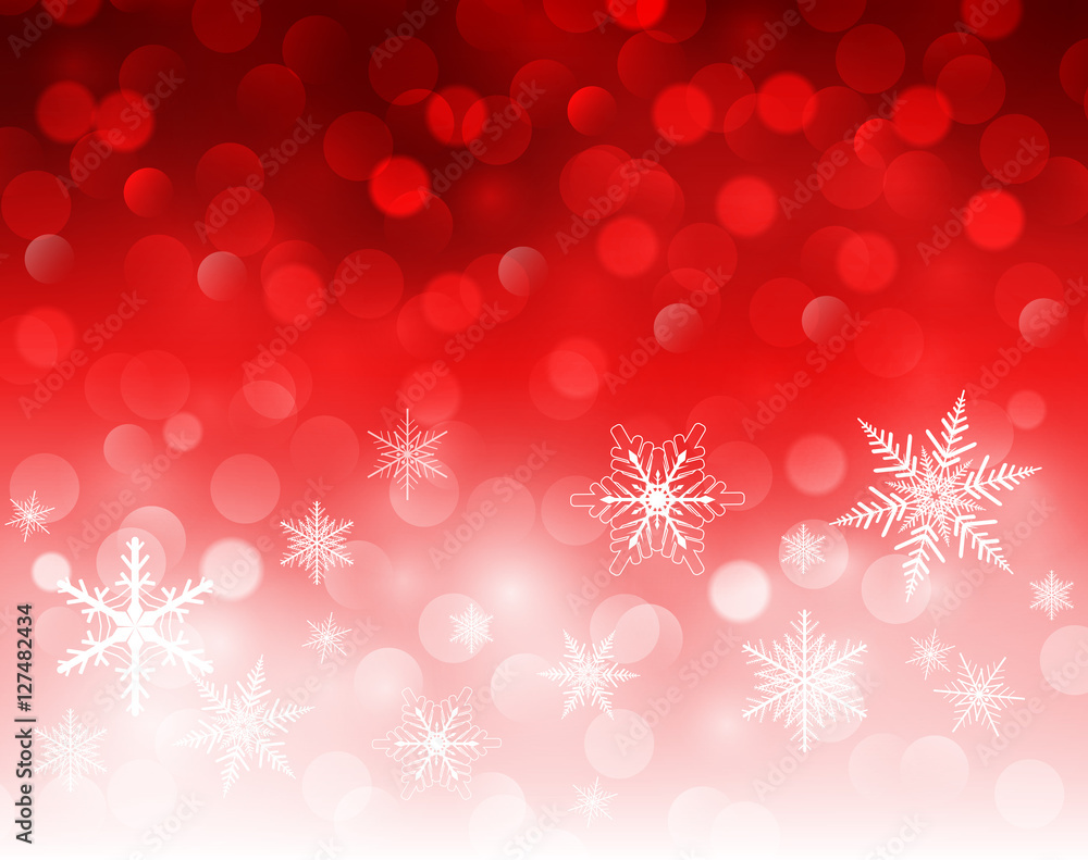 Christmas background red blinking bokeh with snowflakes Christmas background red blinking bokeh with snowflakes