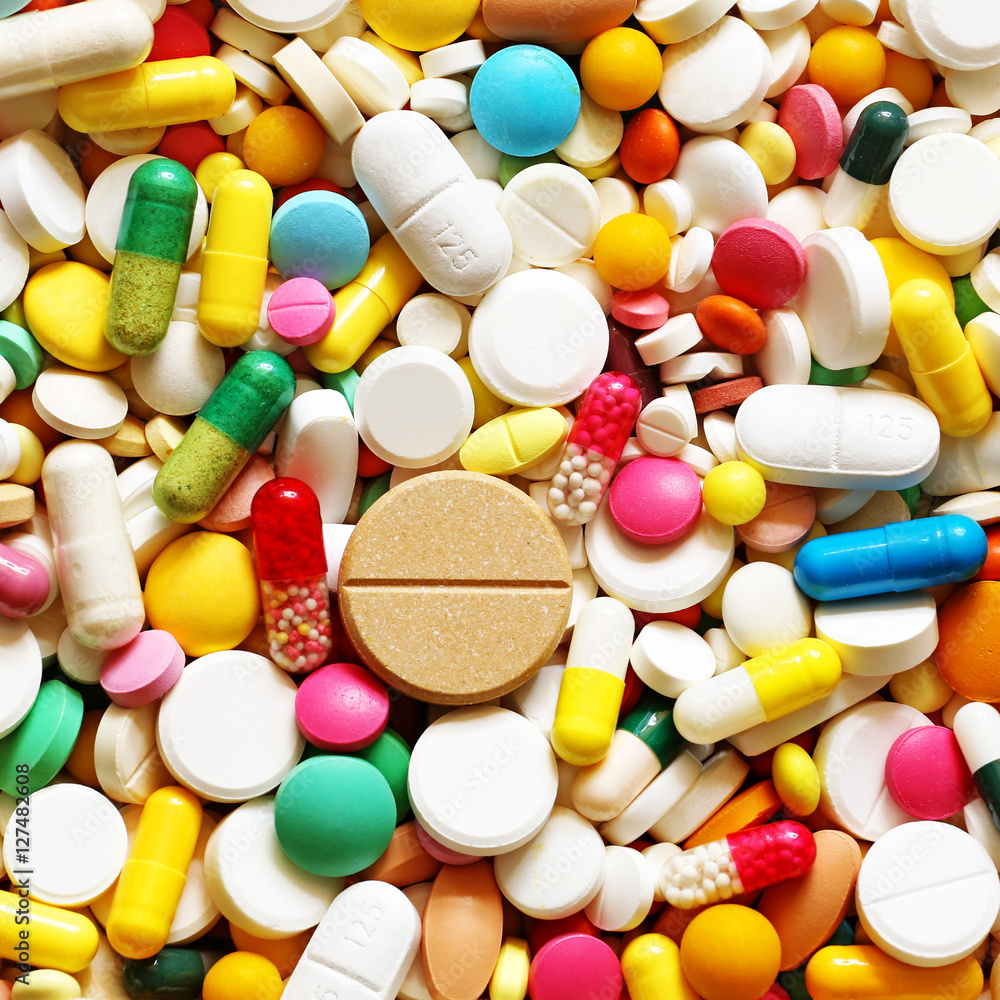 A lot of colorful medication and pills from above A lot of colorful medication and pills from above