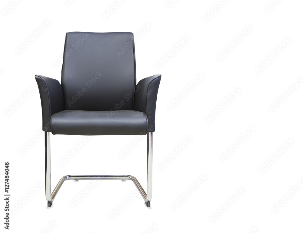 The office chair from black leather. Isolated The office chair from black leather. Isolated