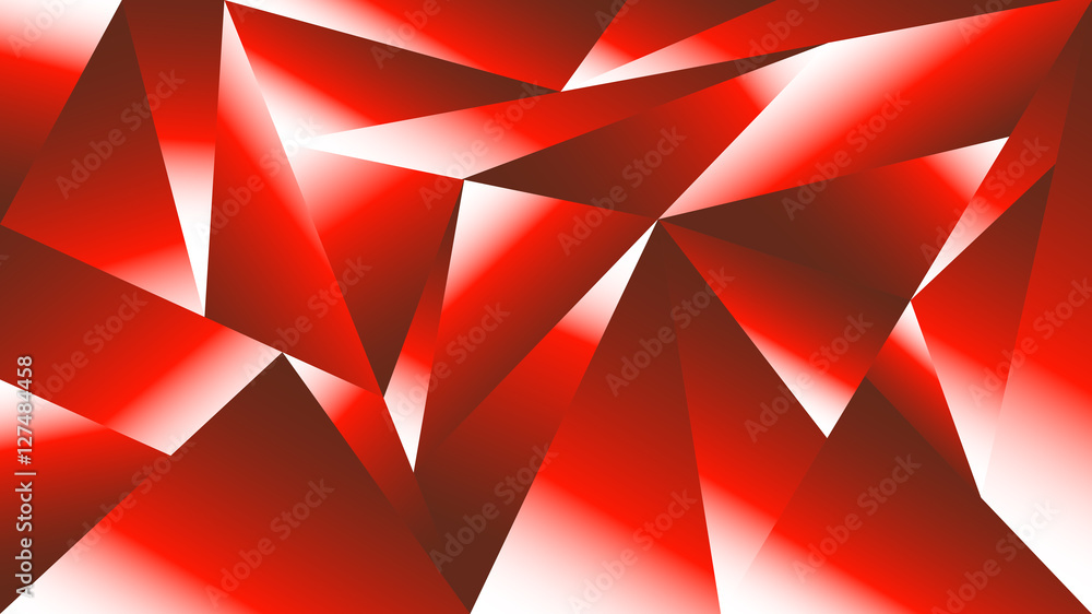 Abstract geometric background of glowing red & white triangle shapes. HD  widescreen desktop wallpaper. Stock Vector | Adobe Stock