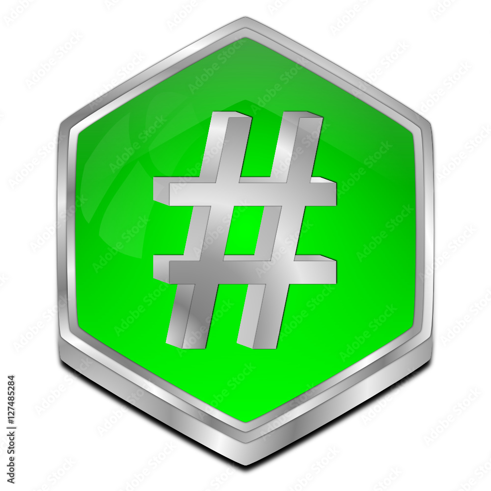 Fototapeta premium Hashtag Button - 3D illustration