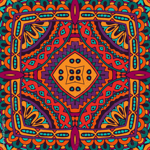 Folk ornamental textile seamless pattern