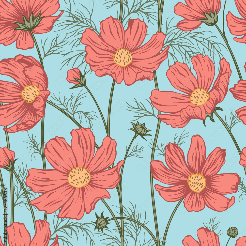 custom made wallpaper toronto digitalSeamless pattern with flowers. Vector illustration.