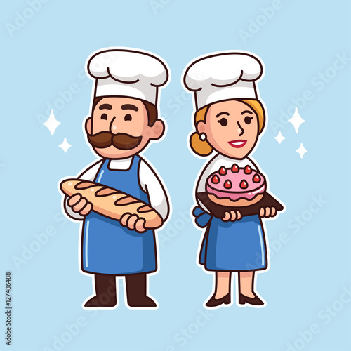 Cartoon bakers couple