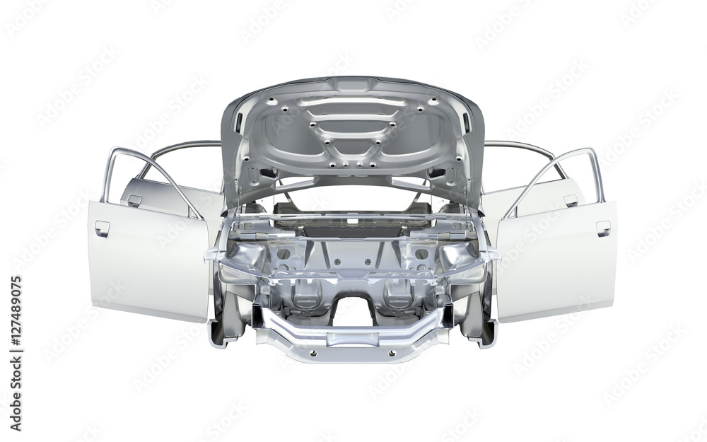body car front view without shadow on white background 3d