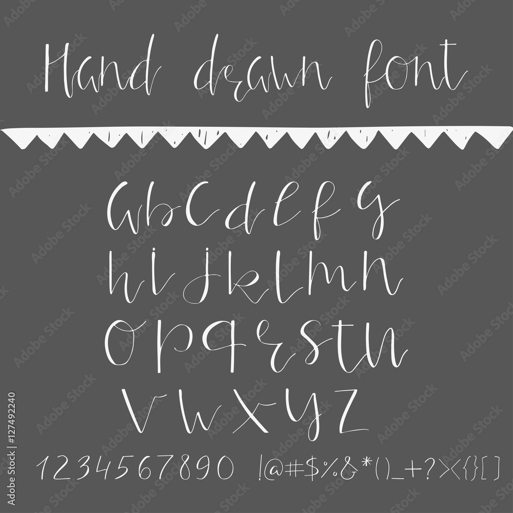 Obraz premium Hand drawn creative font. Unique lettering. Vector illustration
