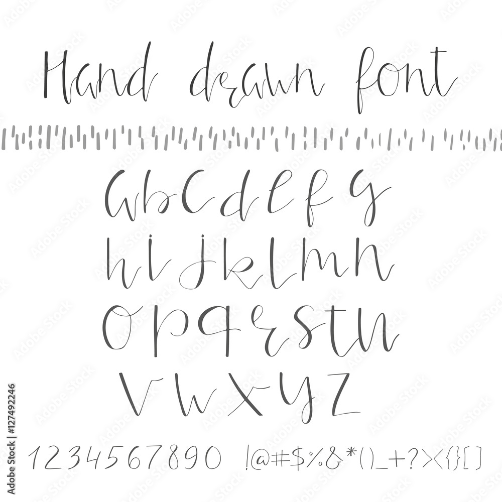 Hand drawn creative font. Unique lettering. Vector illustration